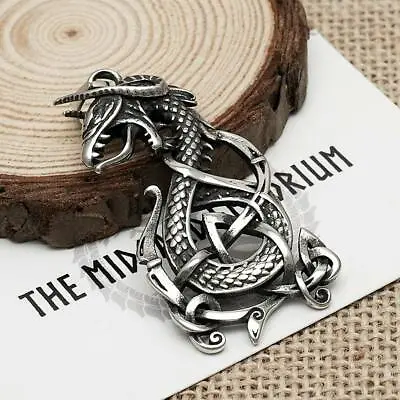 Buy Viking Necklace Jormungandr Midgard Serpent Pendant Stainless Steel Mens Jewelry • 15.50£