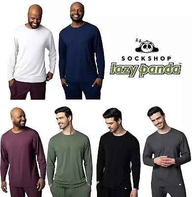 Buy Mens Long Sleeved Top, Soft Bamboo, Loungewear, Nighwear, PJ 1 Pack - Lazy Panda • 14.99£