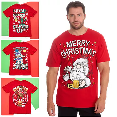 Buy Adults Christmas T-Shirts Rude Slogans Santa Claus Festive Xmas Printed Tee Red • 9.99£