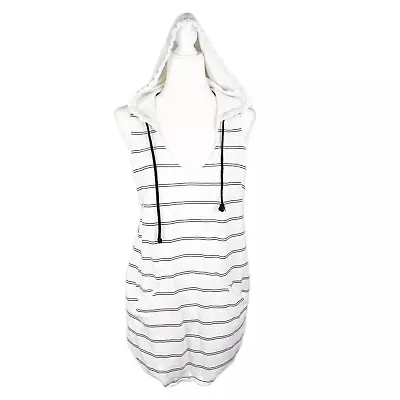 Buy Roxy Sweater Women Large White Black Striped Sleeveless Racerback Hoodie Beach • 23.62£