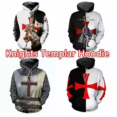 Buy Knights Templar Armor Hoodie Jacket Crusader Cross Medieval Sweathsirt Pullovers • 15.47£