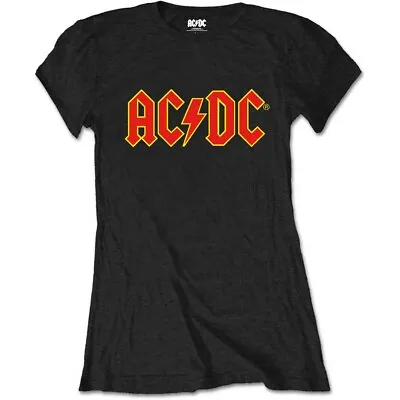 Buy AC/DC Logo Ladies Official Black Fitted T-Shirt • 14.95£