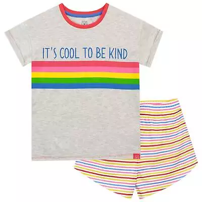 Buy Stripes Rainbow Pyjamas Kids Girls 6 7 8 9 10 11 12 13 Years PJs Grey T-Shirt • 10.99£