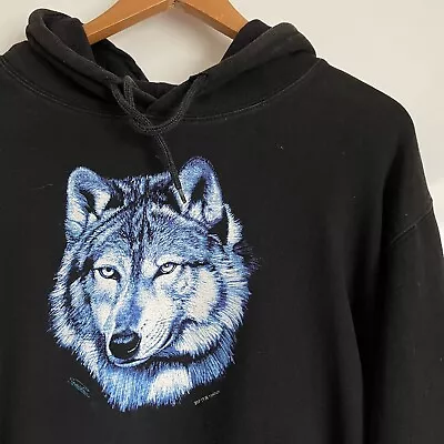 Buy Wolf Hoodie Animal Art Print Sweatshirt Skater Goth Black Size M • 20£