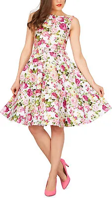 Buy Audrey Vintage Floral 50's Rockabilly Swing Wedding Prom Dress UK Size 8 - 24 • 19.99£