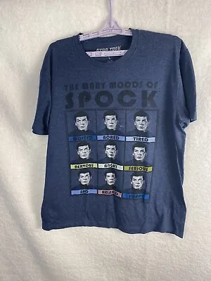 Buy Star Trek T-Shirt The Many Moods Of Spock Size L Leonard Nimoy Graphic Tee Blue • 9.46£