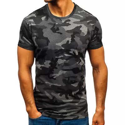 Buy Mens Comfort Cotton Short Sleeve Camouflage T-Shirt Camo Military Top Blosue Tee • 9.59£