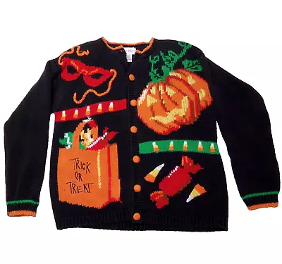 Buy Alexandra Bartlett Halloween Sweater SMALL Womans Cardigan Holiday Pumpkins • 19.30£