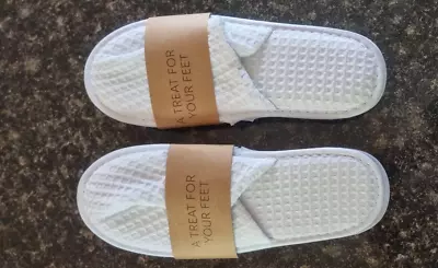Buy 2 PAIRS OUT OF EDEN Waffle Mule Slippers Closed Toe House Shoe Bath Sauna Spa • 9.99£