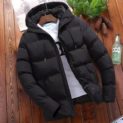 Buy Men Winter Warm Padded Coat Jacket Bubble Coat Quilted Zip Padded Outwear UK NEW • 15.99£