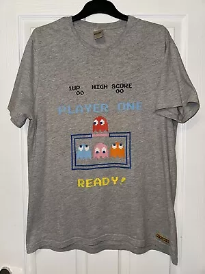 Buy Official PAC MAN Retro Gaming Mens T-Shirt, Grey - Size Large • 5£