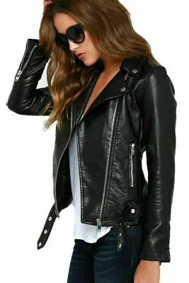 Buy Women LambSkin Soft Real Leather Jacket Motorcycle Black Slim Fit Biker Jacket • 86.73£
