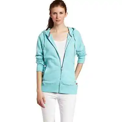 Buy Dickies Blue Women's Rib Inset Zip Up Hoodie Logo Embroidered Pockets Small • 33.73£
