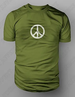 Buy CND Antiwar Peace Sign Stencil T Shirt M-XXL New Green • 9.99£