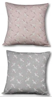 Buy 17 (43cm) Square Cushion Cover In Grey Or Pink Unicorn Fabric • 7.45£