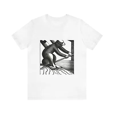 Buy Black And White Line Drawing Of A Man Digging - Unisex Jersey Short Sleeve Tee • 19.99£