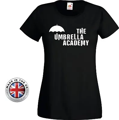 Buy UMBRELLA  ACADEMY Logo Black Printed T-Shirt Unisex, Kids Or Ladies Fitted • 12.99£