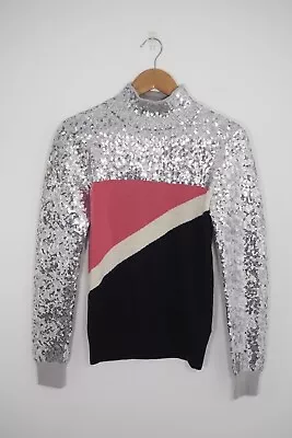 Buy And Other Stories Sequin Jumper Size XS Metallic Geometric Colour Block 80s • 20£