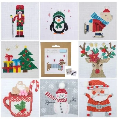 Buy Christmas Mini Cross Stitch Kit Penguin Polar Bear Rudolf Snowman Santa Beginner • 4.94£