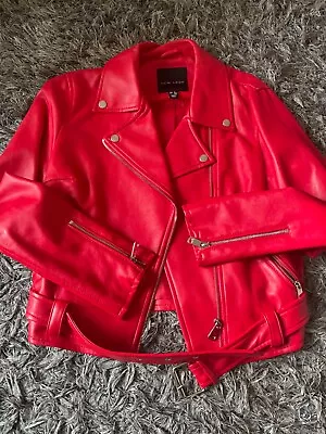 Buy Women’s New Look Red Faux Leather Biker Jacket- Uk Size 12 • 29.99£