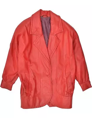 Buy VINTAGE Womens Leather Jacket IT 46 Large Red AT70 • 30.56£