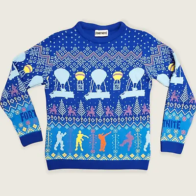 Buy Fortnite Unisex Kids Knitted Christmas Xmas Jumper Sweater Size L Made In UK • 35.60£