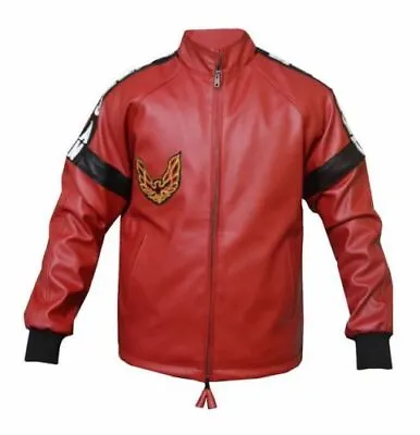 Buy Men's Real Leather Brando Slim Fit Motorcycle Red And Black Jacket • 93.45£