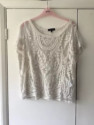 Buy New Look Top, Size L, Cream Mesh Festure, Gd Con • 10£
