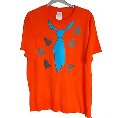Buy Flintstones T Shirt Fred Hanna Barbera Cartoon Orange Mens Tee Gildan • 8.99£