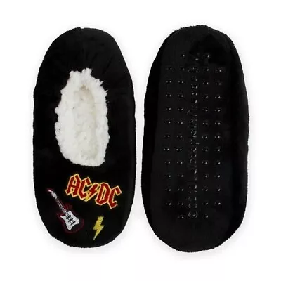 Buy AC/DC Black Fleece Lined Women Small Medium Comfort Slippers NWOT • 10.30£