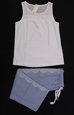 Buy M & S Ladies Pure Cotton Cropped Leg Pyjama Set Loungewear Pj's Sizes ~6 To 20~ • 10.95£