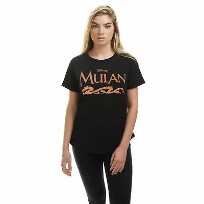 Buy Official Disney Ladies Mulan Dragon Logo T-shirt Black S - XL • 10.49£