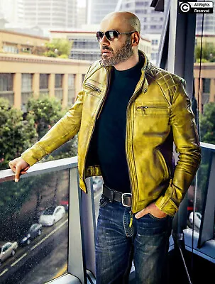 Buy Gearswears Men's Yellow  Leather Jacket - Classic Style, Genuine Leather Jacket • 229.99£