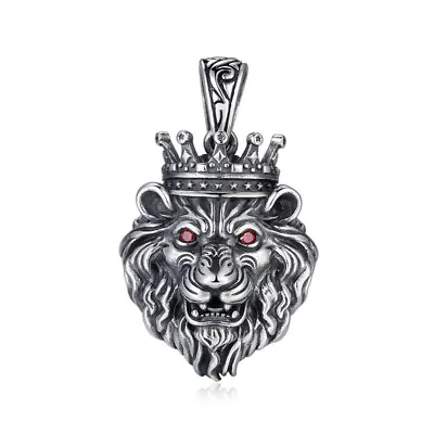 Buy Real Solid 925 Sterling Silver Pendants Lion King Animals Crown Fashion Jewelry • 57.83£