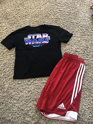 Buy Boys Outfit Star Wars 2 Sided Shirt Darth Vader  6/7 Adidas Red Shorts Sz S • 6.33£