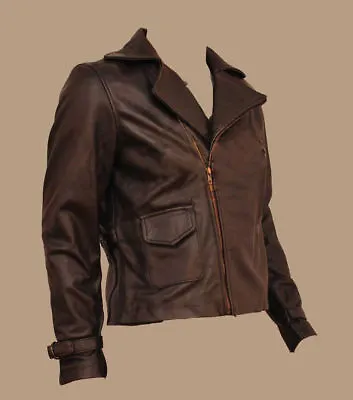 Buy Avenger Captain America Brown Biker Genuine Leather Jacket Chris Evans BNWT • 49.99£