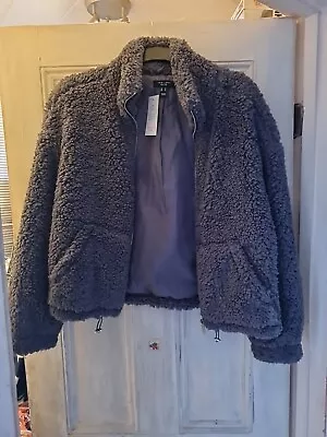 Buy Ladies Grey Teddy Style Jacket Size 14 • 3£