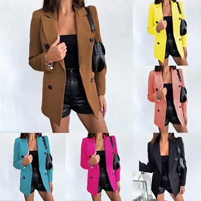 Buy Elegant Women's Long Sleeve Cardigan Jacket  OL Lapel Blazer Suit  S 3XL  Black • 20.56£