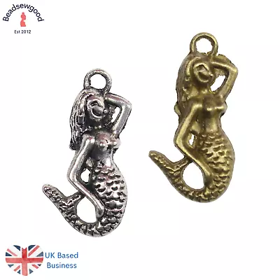 Buy 10 Mermaid Pendant Charms 23mm Mythical Legend Sea Jewellery Making • 2.69£