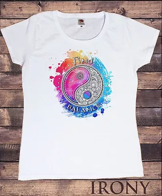 Buy Women's T-Shirts New Cotton Short Sleeve Tee - Just Breathe Yoga Poses TS1330 • 12.99£