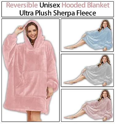 Buy Oversized Blanket Hoodie Soft Fleece Long Hooded Snuggle Lounge Jumper • 15.29£