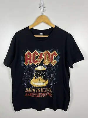 Buy ACDC Band T Shirt Size Mens Large L Black Back In Black N.American Tour 1980 • 22.12£