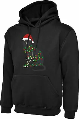 Buy CAT LIGHT CHRISTMAS Hooded Sweatshirt Xmas Party Celebration Hooded Jumper  • 77.90£