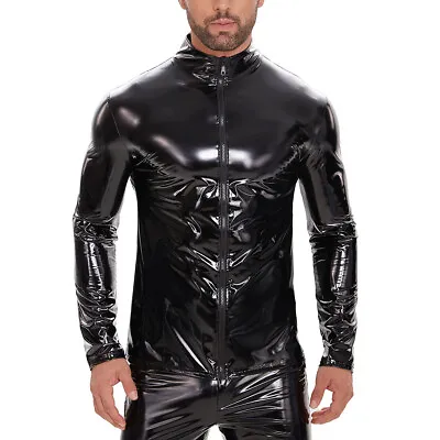 Buy Gloss Leather Men's PVC High Jacket, Odor-Free, Accurate Sizing • 20.99£