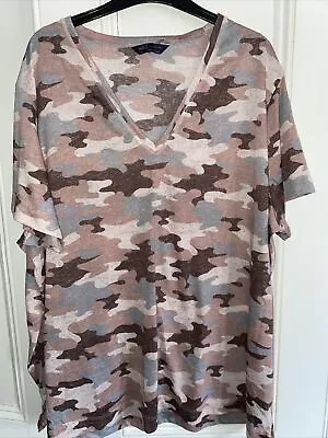 Buy Ladies Pink Camouflage T Shirt By M&S Size 24 • 2.20£