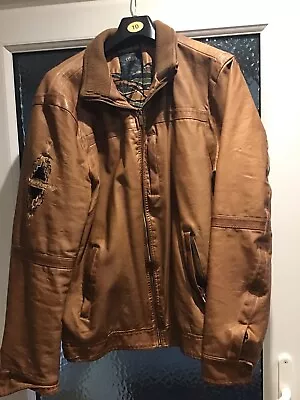 Buy DESIGUAL MENS Light BROWN Leather Jacket XXL Condition Excellent • 69£