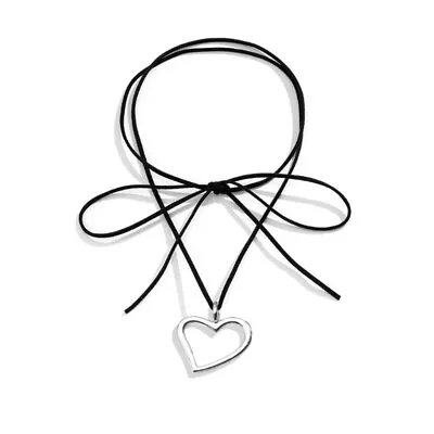 Buy Hollow Heart Pendant Necklace Choker Temperament Long Lace Up Necklace Jewelry • 5.64£