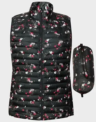 Buy Ladies Lightweight Floral Packaway Gilet/bodywarmer Black Or Green Size 14 To 22 • 16.95£
