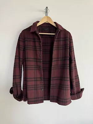 Buy Allsaints “Zenith” Wool Blend Overshirt Jacket Shacket Dark Red Check Large • 37.99£