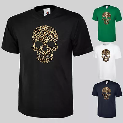 Buy Leopard Print Skull T-Shirt - Hip Hop Urban Style Unisex Tee Animal Lovers Tee • 10.99£